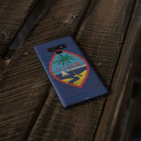 Guam Flag Dark Wood Galaxy Note 9 Skin